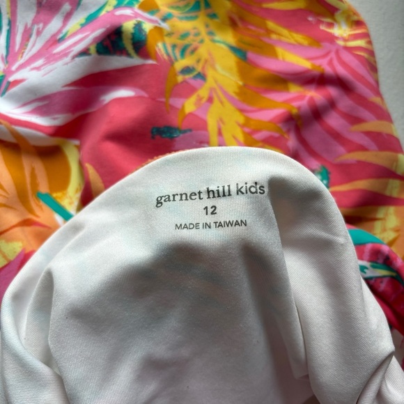 Garnet Hill Girl's Size 12 Tropical Leaf Floral Colorful One Piece Swimsuit - Picture 4 of 5